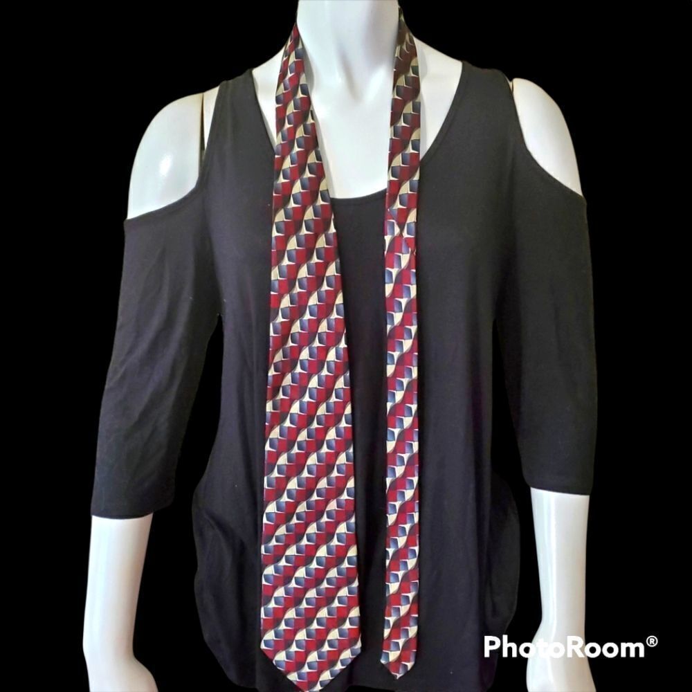 Ziggurat by Mulberry Red, Blue, Gray, & Black Silk Tie